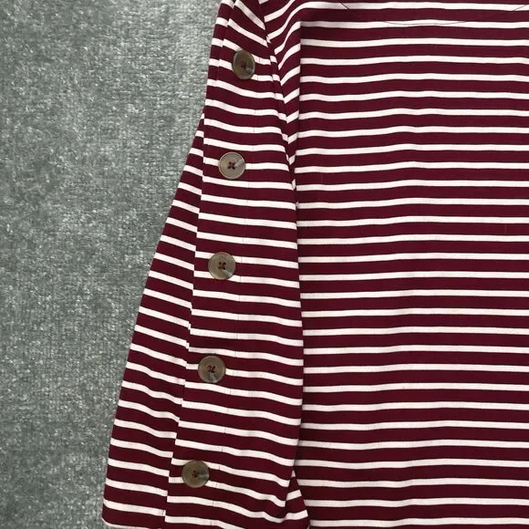 Banana Republic Shirt Womens XS Red White Striped Button Sleeves Casual Stretch - Picture 3 of 8